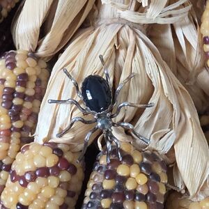 Great Vintage Native American Navajo Onyx & Sterling Spider Brooch Pin 🩶🕷🖤🎁